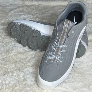 Mizuno 9-Spike Ambition 3 Low Metal Baseball Cleats Grey/White Men's Size 14